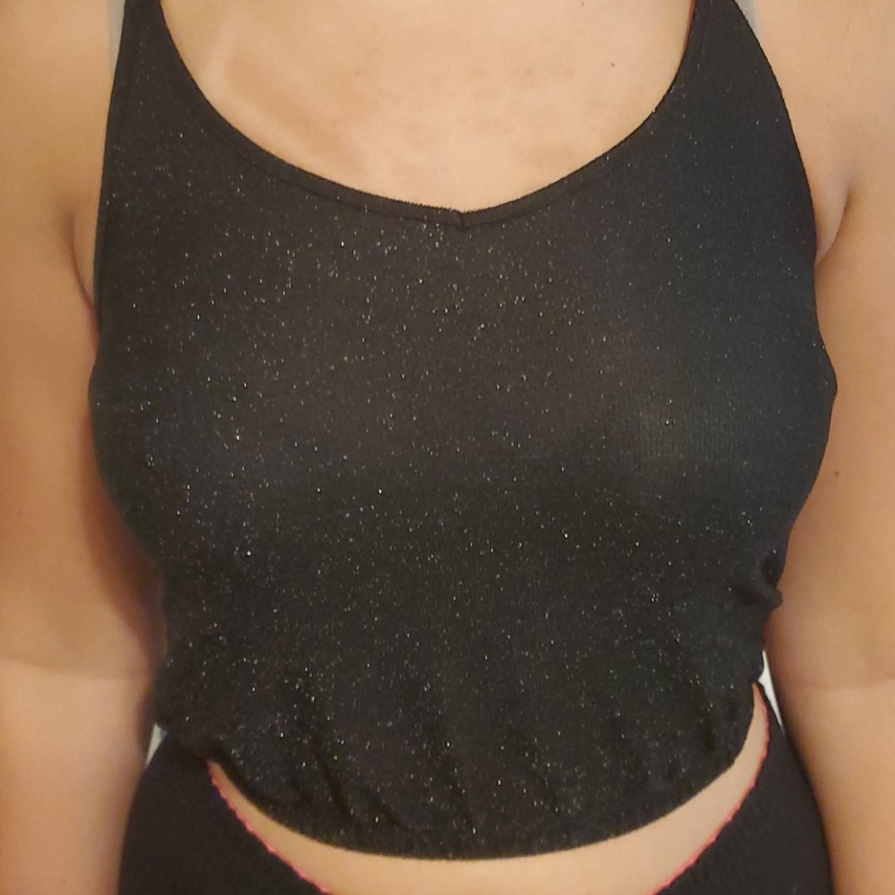 Black glitter crop top